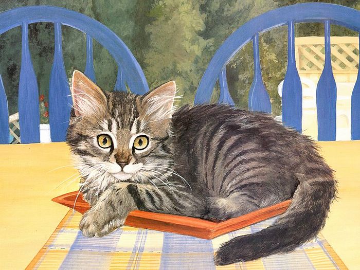 画家笔下的可爱猫咪壁纸 - Lyn Estall 猫咪插画 - 可爱手绘猫咪桌面 Cat paintings fantasy cat art14