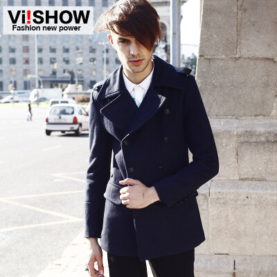 【viishow旗舰店】viishow2013冬装新款男式呢大衣 潮男中长款男士风衣呢大衣欧美风