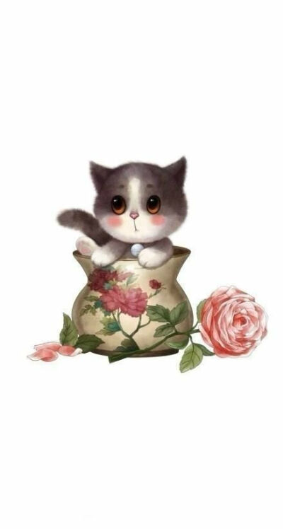 一组超软超Q的猫咪手绘
