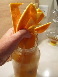 Add orange peels (or any citrus peel) to a quart of white vinegar in a closed container and let it set for two weeks.