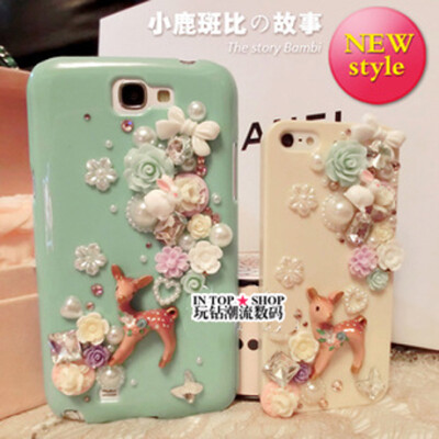 森女系 iphone5/4s手机美容 贴钻diy手机壳成品定做 三星水钻外壳