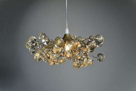 transparent color bubbles, hanging chandelier