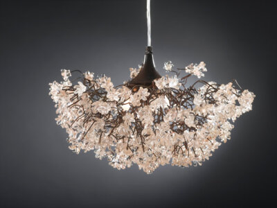 Ceiling lamp. Transparent flowers.