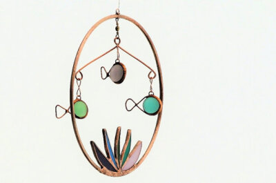 Glass and Copper Fish Mobile, Fishes in the Round
