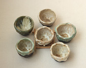 6 Handmade Crude Ceramic Tea cups, Handmade and hand-drawing rude Ceramic Tea Set,