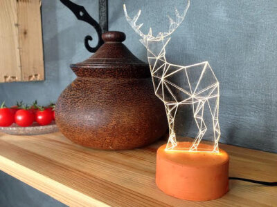 Modern Reindeer lamp, deer lamp, table lamp, deer night light, woodland decorative lamp