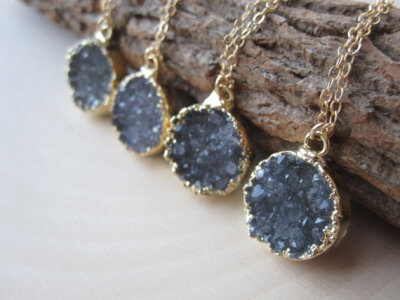 Druzy Necklace, Gold Druzy Necklace, Round Druzy Necklace, Druzy Jewelry, Drusy Necklace