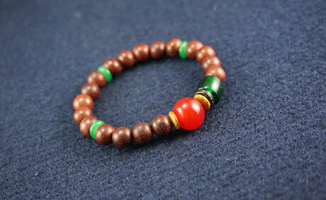 原创制作印度老料之小叶紫檀/琉璃佛珠手链