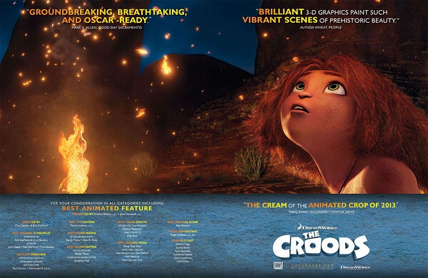 《疯狂原始人》 (The Croods) 目标奖项：最佳动画长片