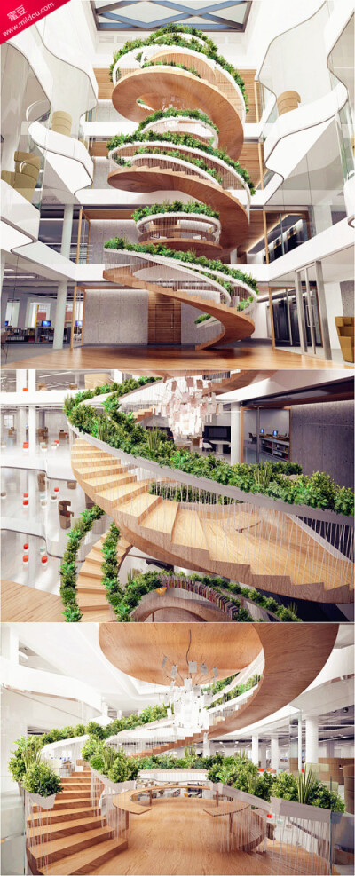 创意,建筑,楼梯,设计,绿化,景观,环境,花盆