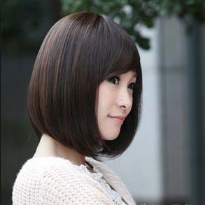 女生 夏季热卖 短直发 斜刘海 时尚假发