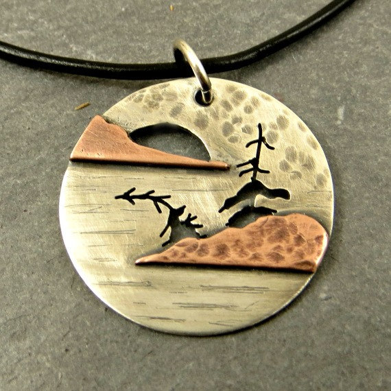 Pendant Necklace Mixed Metal Landscape