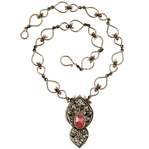 Ogee Necklace | 2013 Vickie Hallmark | Argentium sterling silver, Umba pink sapphire, rhodolite garnets