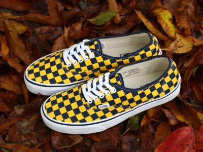 蘑菇小姐 Vans ERA/Authentic 黑黄格子经典款帆布鞋情侣鞋