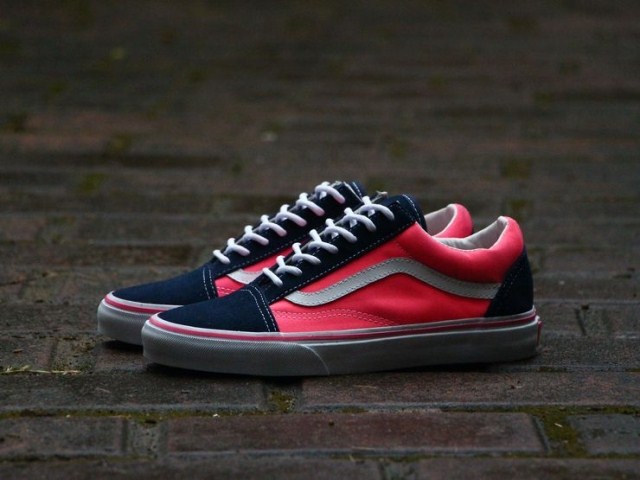 蘑菇小姐 正品vans old skool 粉红蓝 鹿皮 37码 DT钢印