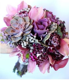 Purple, pink, and gray bouquet