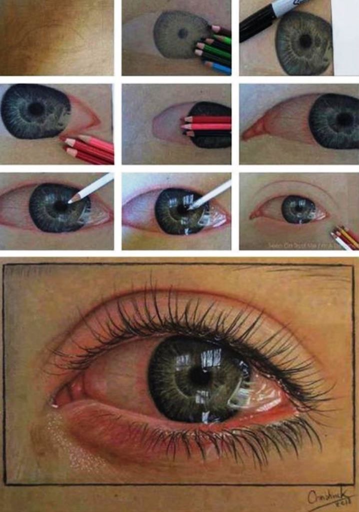 drawing an eye realistically with colored pencils