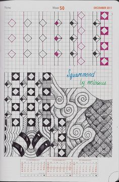 Squaremond-Tangle Pattern by molossus, who says Life Imitates Doodles, via Flickr