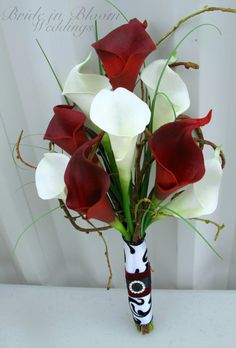 red white calla lily Bridal bouquet