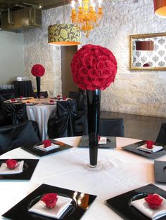 red and black centerpiece