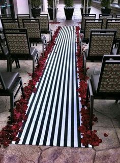 Wedding Black and White Stripe Aisle Runner