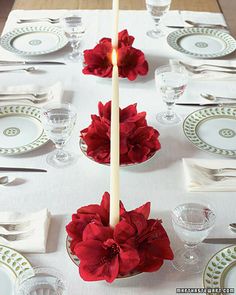 Beautiful centerpiece #wedding #centerpiece #red #inspiration #details #decor red amaryllis candle centerpieces