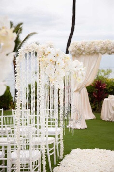 Tall hanging flowers and gorgeous altar decor