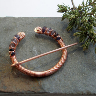 Penannular Brooch - Copper and Iolite