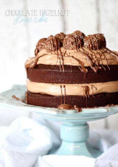 Chocolate Hazelnut Layer Cake. Love it when a cake is as pretty as it is delicious! Starts with a one bowl chocolate cake! www.cookiesandcups.com 浓情。巧