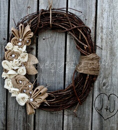 Darling! Burlap and pearl all season wreath. MAKING THIS.