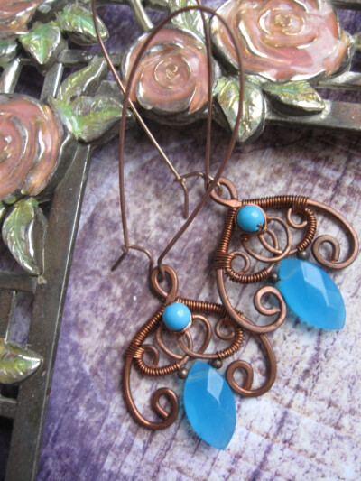 Floral Bohemian Wire Wrapped Earrings by Lirimaer86