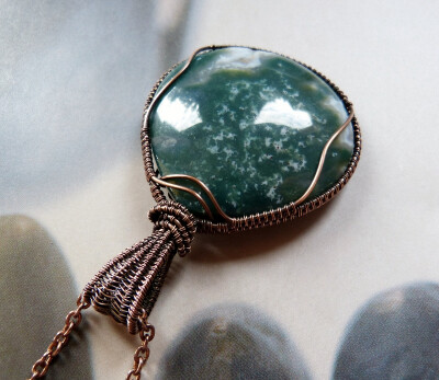Ocean jasper wire wrapped necklace by Kreagora