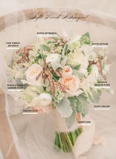 Soft peach bridal bouquet recipe | photo by J. Layne Photography | Flowers by Ruby Reds Floral