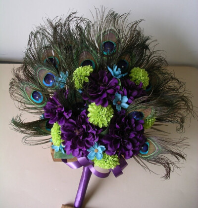 peacock wedding bouquet