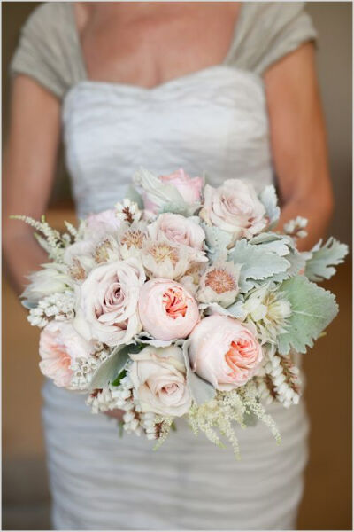 pink, mint and white wedding bouquet