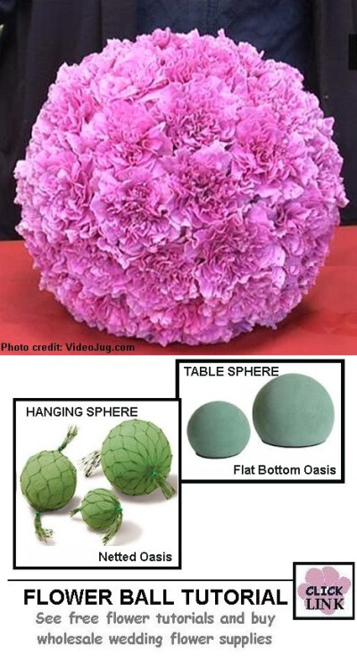 Video for creating beautiful flower balls. Use flat bottomed spheres for table decor and Netted Spheres for hanging decorations.