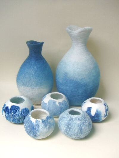 Kim Winter - indigo tone felted vessels