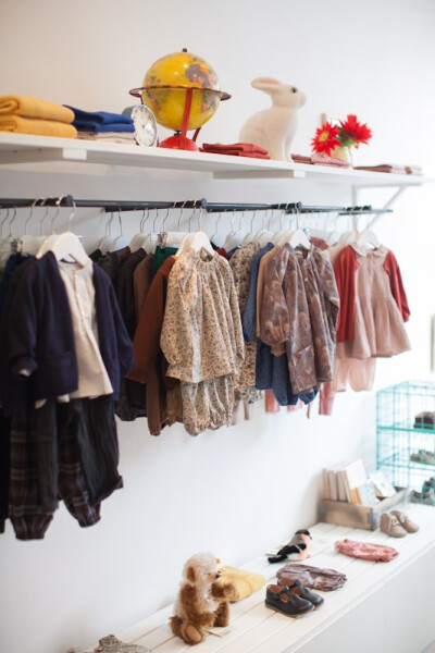 Brompton Road children's shop display. Kids clothes. Rabbit lamp.