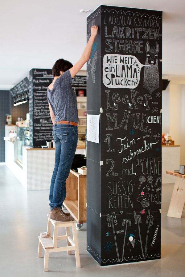 Chalk illustrations for the restaurant 'LADENLOKAL' by Pamela Rama, via Behance