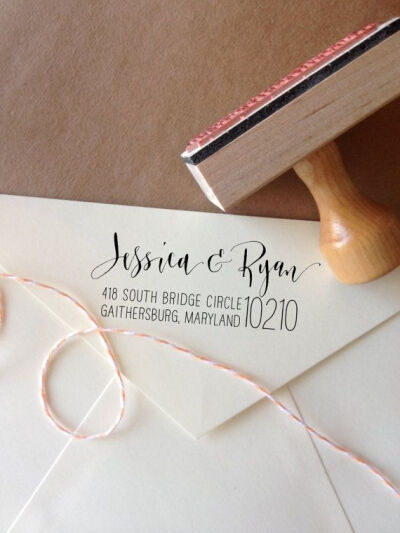 Make your mark with a custom calligraphy address stamp.