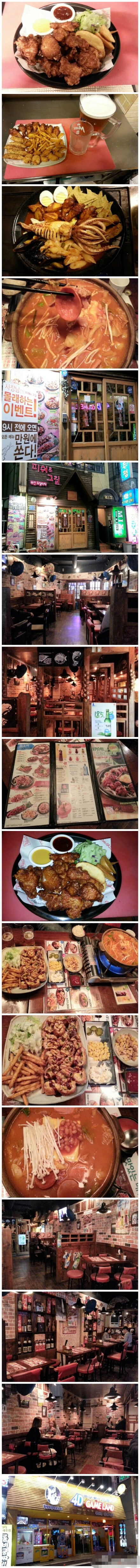  #韩国美食#FISH&amp;amp;GRILL(피쉬앤그릴)：位于旧济州的大学路上的一家综合型酒吧。韩餐，西餐，小点，各种酒类齐全，还有中文菜谱方便旅客点餐，在市厅观光购物之余可以考虑在这里度过休闲时光。现在晚上9点之前去的话，所有的菜都是一万韩币！地址:제주시 이도2동1768-30