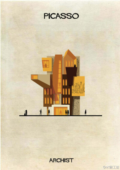 西班牙艺术家Federico Babina最新的插画作品ARCHIST系列，用建筑来表达艺术家独特的美学观念。