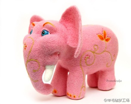 非常细腻的羊毛毡动物（来源：pinterest分享）大象