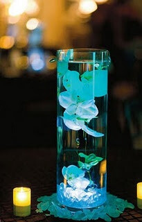 Liking the colored water centerpieces...nice cheap alternative to flowers which can be soooo expensive