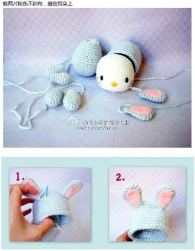 #钩针图解##钩针 图解 HelloKitty 12生肖 兔#之前在群里看到的一套觉得好可爱 好心的群主帮我在手爱下了英文版的 因为自己属兔子就先翻译兔子啦 其他的陆续会翻的