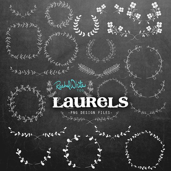 Laurels Clip Art Set - 69 Images in Black, White, and Color - 300 dpi, 6 inches - Instant Download