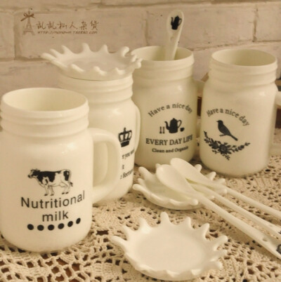 zakka杂货印花陶瓷早餐杯牛奶杯咖啡杯下午茶套装送人礼物