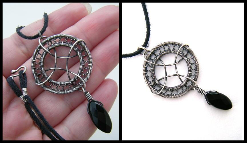 silver and onyx necklace by annie-jewelry