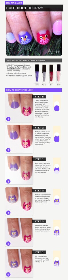 DIY Owl Nail Art for kids - a cute how to design owls on your little girl's nails. My daughter would absolutely love this!