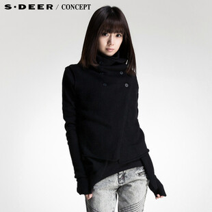 【sdeerconcept旗舰店】sdeer圣迪奥2014春装新款女装叠穿感假两件毛衣外套2383562